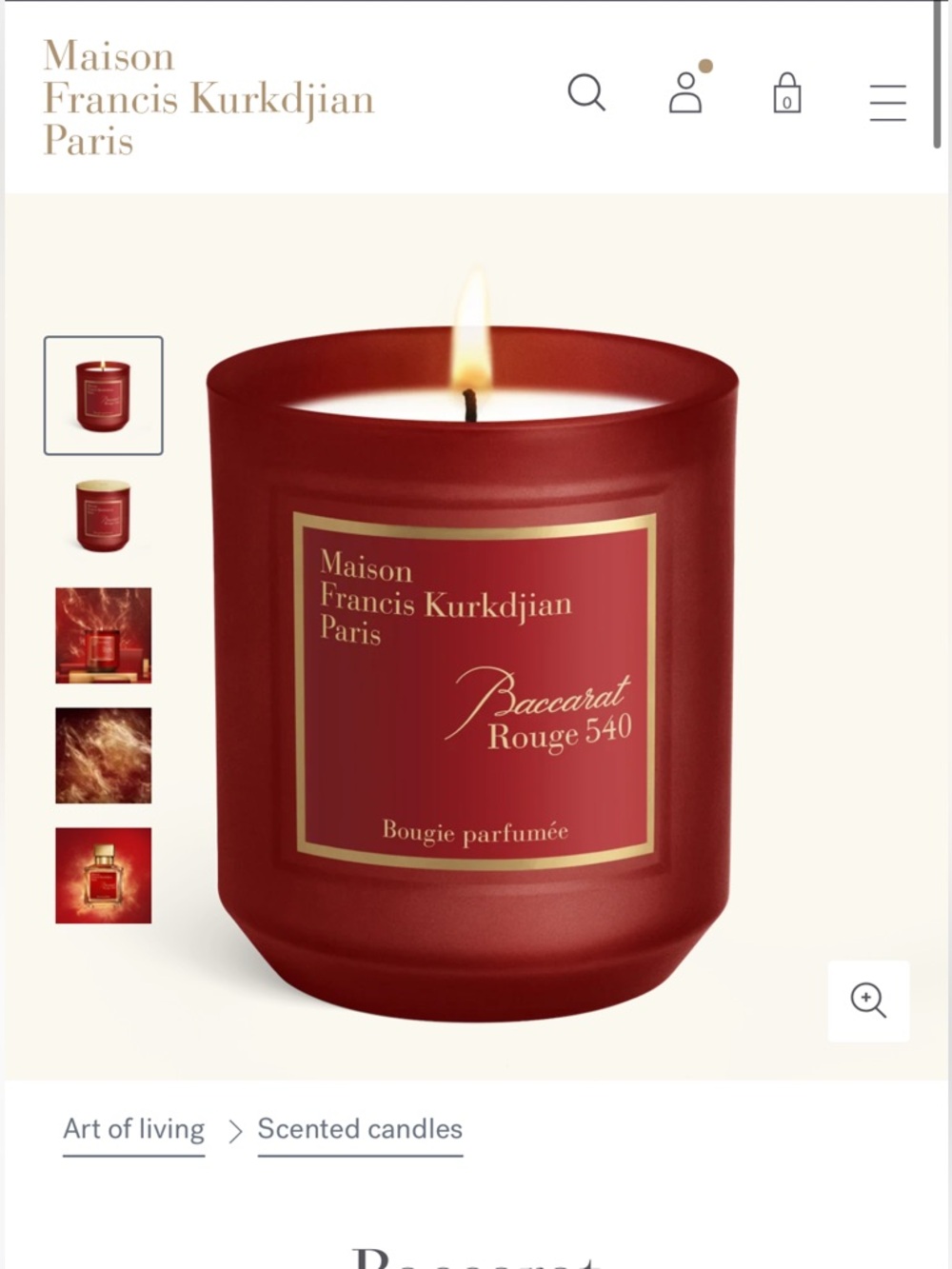 Maison Francis Kurkdjian Baccarat Rouge 540 Scented Candle - NEW